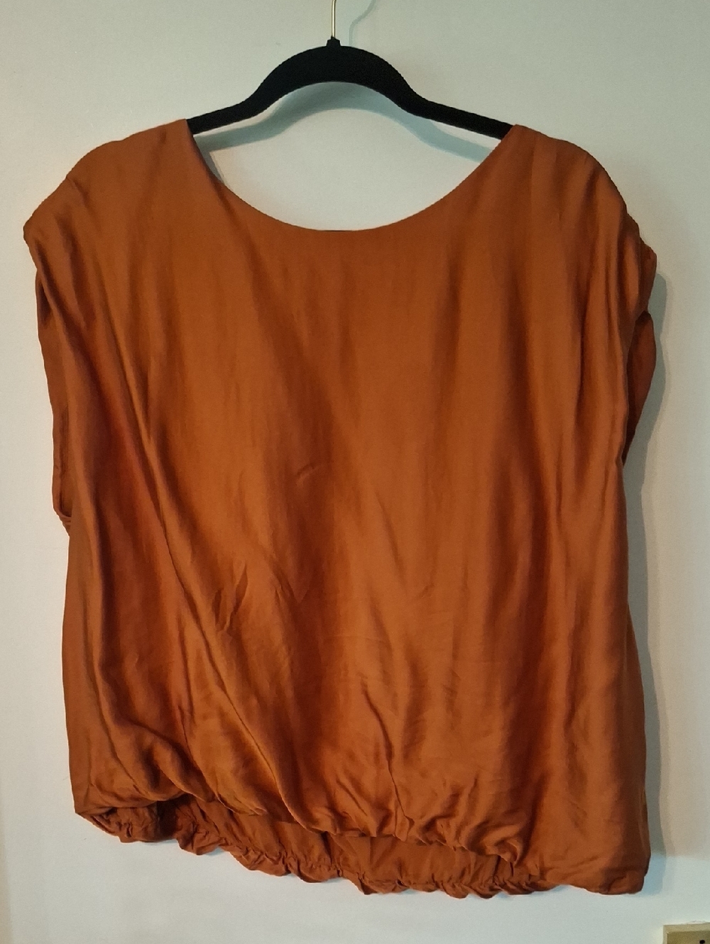 Anthropologie Draped Short-Sleeve Blouse in Pumpkin